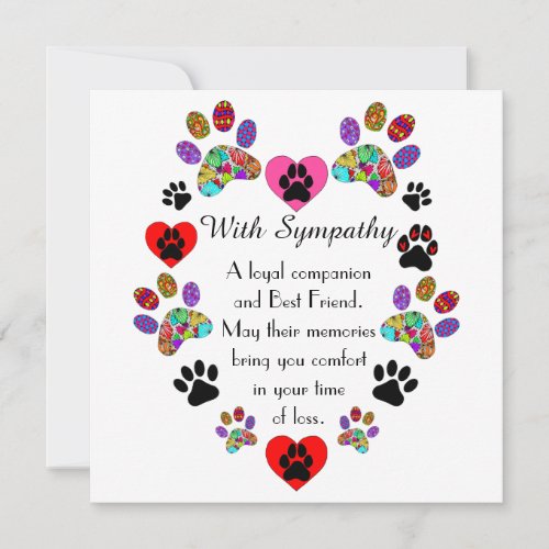 Beautiful Loss of a Pet Dog Sympathy Card 