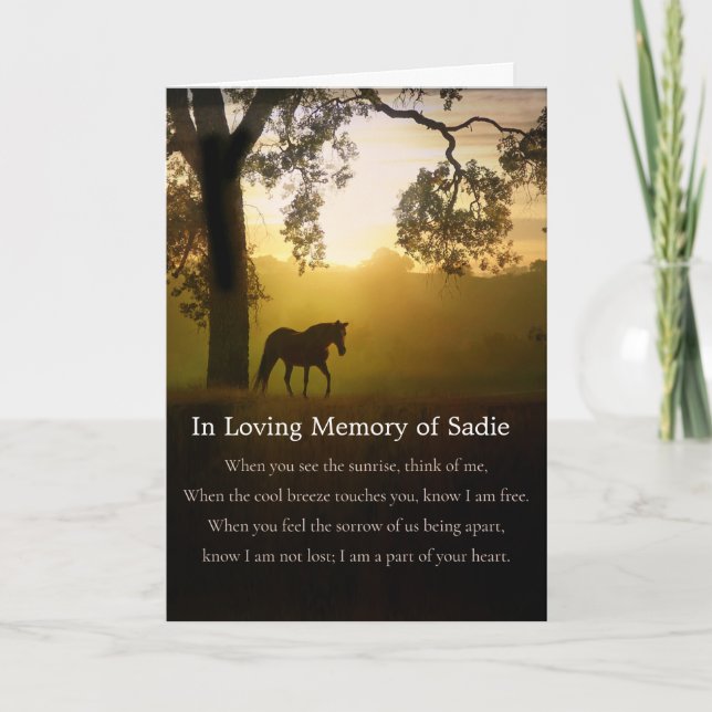 Beautiful Loss of Horse Sympathy Custom Name Card (Front)