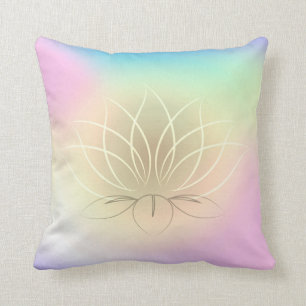 Beautiful Lotus Colorful Ombre, Zen Throw Pillow