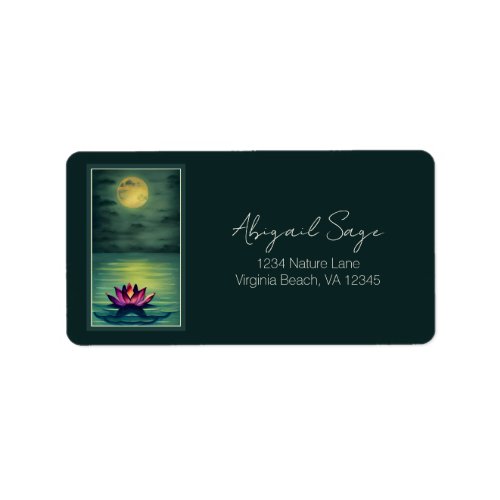 Beautiful Lotus Flower and a Full Moon Address Label
