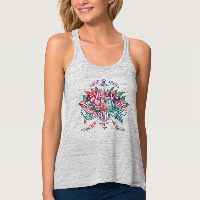 Beautiful Lotus Flower Boho Art Tank Top (Front)