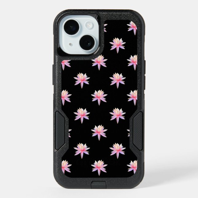 Beautiful Lotus Flower Cool Trendy Pattern iPhone 15 Case (Back)