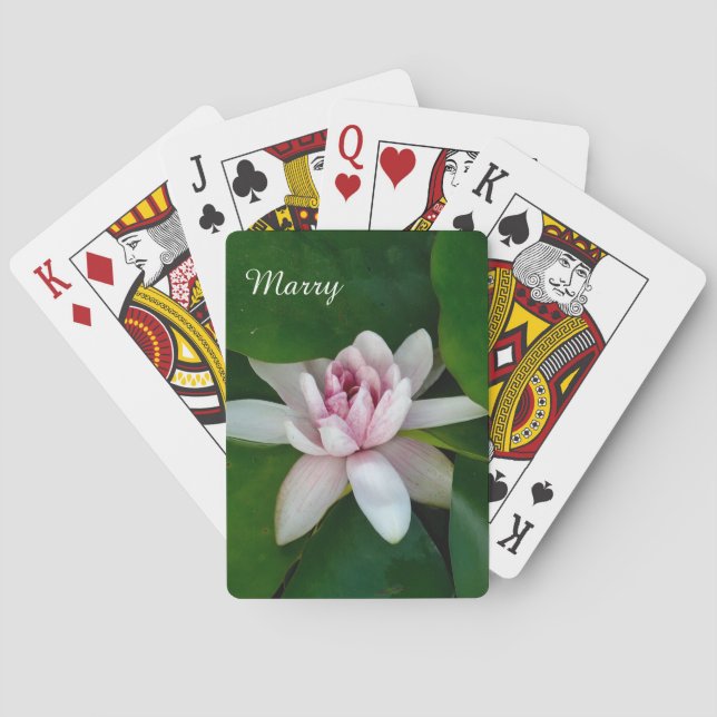 Beautiful Lotus Flower Photo Custom Name Poker Cards (Back)