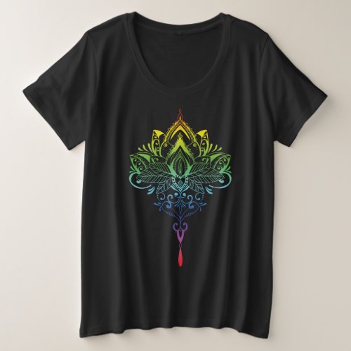 Beautiful Lotus Flower _ rainbow Plus Size T_Shirt
