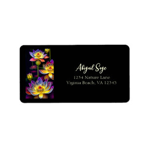 Beautiful Lotus Flowers at Night Address Label