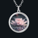 Beautiful Lotus Lake Silver Plated Necklace<br><div class="desc">Beautiful lotus on lake.</div>