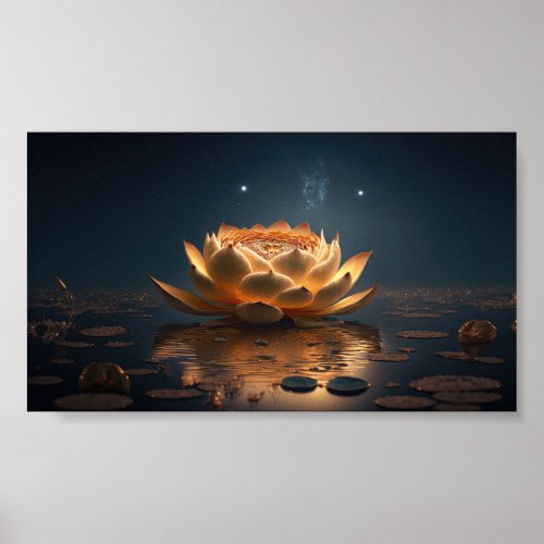 Beautiful  Lotus LakeZen Dark Poster