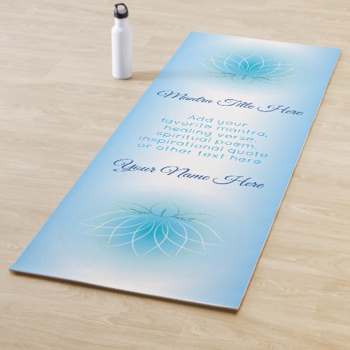 Beautiful Lotus Peace Blue White Ombre Gradation Yoga Mat