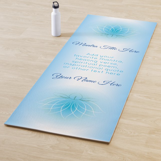 Beautiful Lotus Peace Blue White Ombre Gradation Yoga Mat (In Situ)