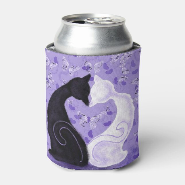 Beautiful Love Can Cooler with Cat Couple (Can Front)