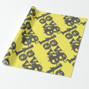 beautiful LOVE GRAY YELLOW Wrapping Paper