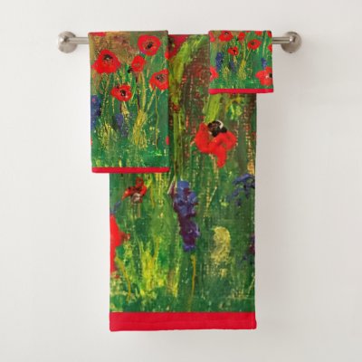 Beautiful Love of Poppies Spread The Love Bath Towel Set