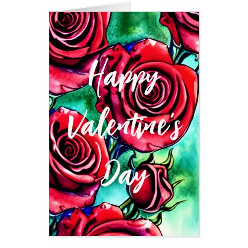 Beautiful Love Red Roses Happy Valentines Day Card