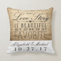 Beautiful Love Story Wedding Anniversary Pillow