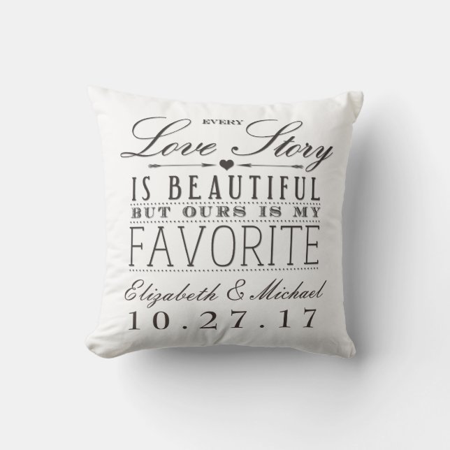 Beautiful Love Story Wedding Keepsake Pillow Light (Front)