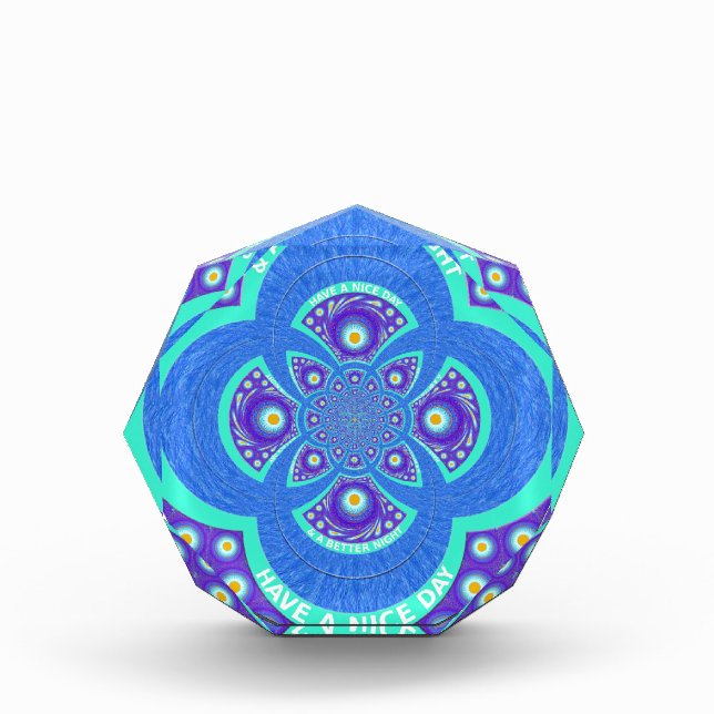 Beautiful Lovely African Blue Mandala Flora design Acrylic Award (Front)