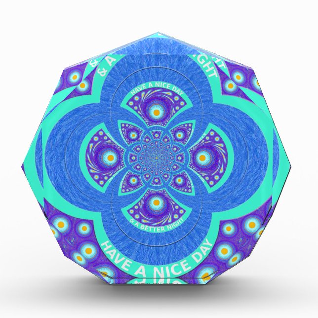 Beautiful Lovely African Blue Mandala Flora design Award (Front)