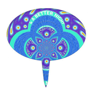 Beautiful Lovely African Blue Mandala Flora design Cake Topper