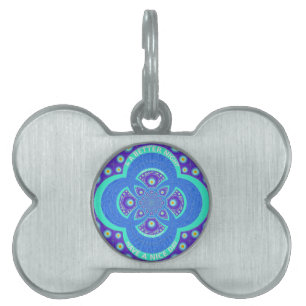 Beautiful Lovely African Blue Mandala Flora design Pet Tag