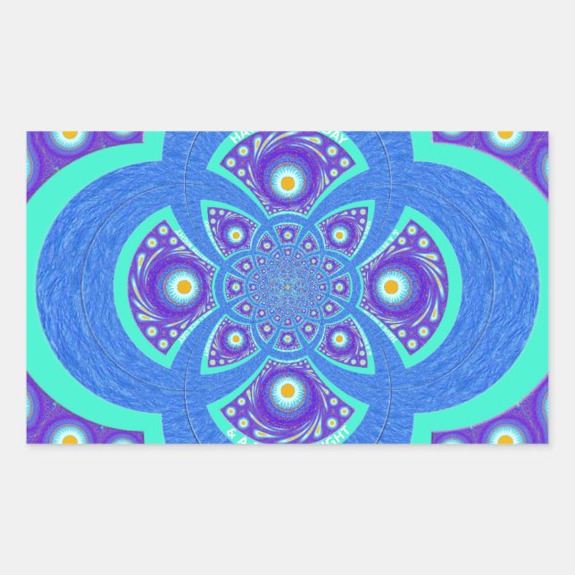 Beautiful Lovely African Blue Mandala Flora design Rectangular Sticker (Front)