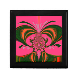Beautiful Lovely African Hot Pink Red Golden Green Keepsake Box