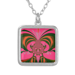 Beautiful Lovely African Hot Pink Red Golden Green Silver Plated Necklace