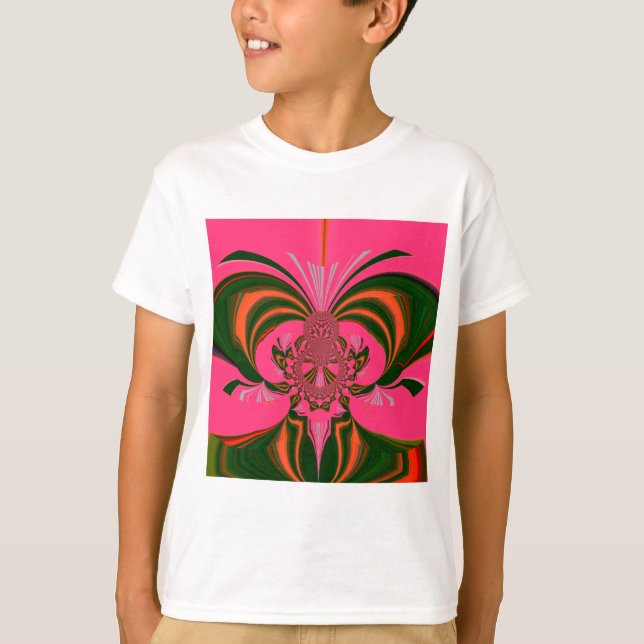 Beautiful Lovely African Hot Pink Red Golden Green T-Shirt (Front)