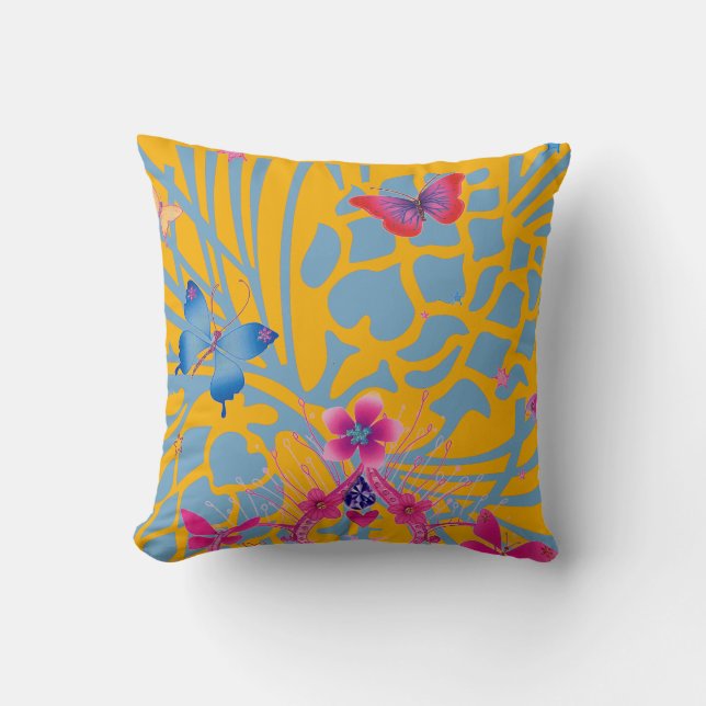 Beautiful Lovely Amazing Floral Girly butterflies Throw Pillow (Front)