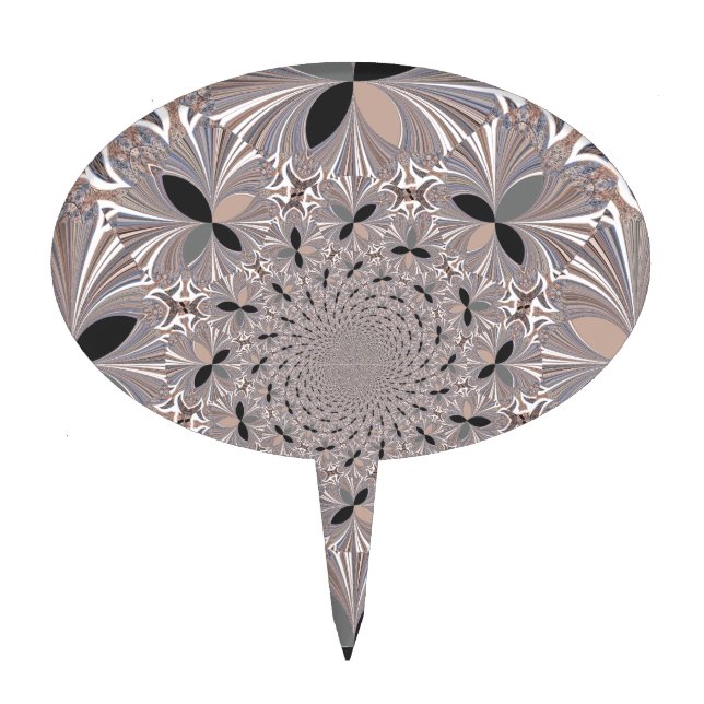 Beautiful lovely ash gray kaleidoscope seamless  cake topper (Front)