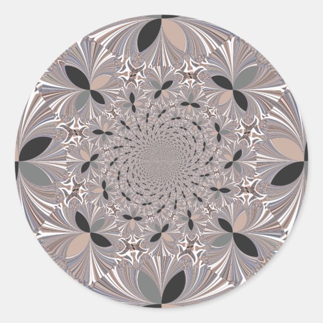 Beautiful lovely ash gray kaleidoscope seamless  classic round sticker (Front)