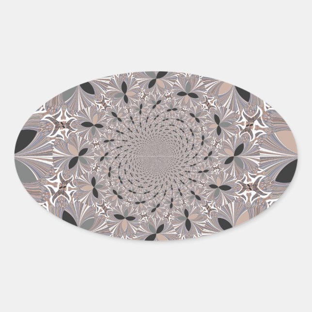 Beautiful lovely ash gray kaleidoscope seamless  oval sticker (Front)