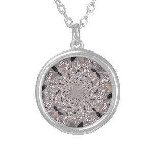 Beautiful lovely ash gray kaleidoscope seamless silver plated necklace