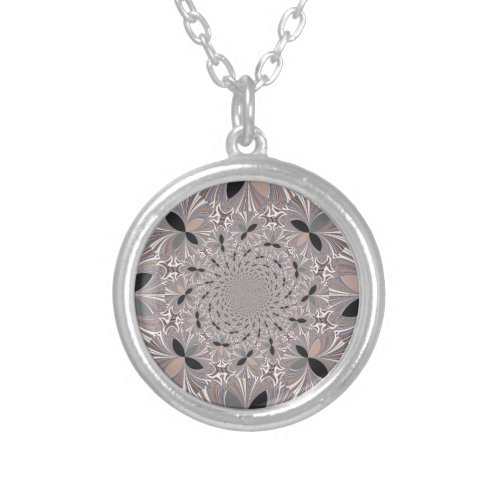 Beautiful lovely ash gray kaleidoscope seamless  silver plated necklace