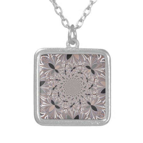 Beautiful lovely ash gray kaleidoscope seamless  silver plated necklace