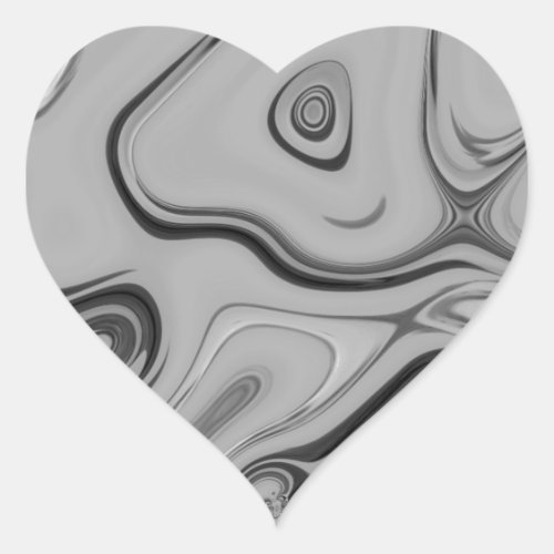 Beautiful Lovely Ash Gray Marble Color Art Design Heart Sticker