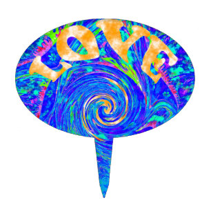 Beautiful Lovely Blue Love Print Flash vector art Cake Topper