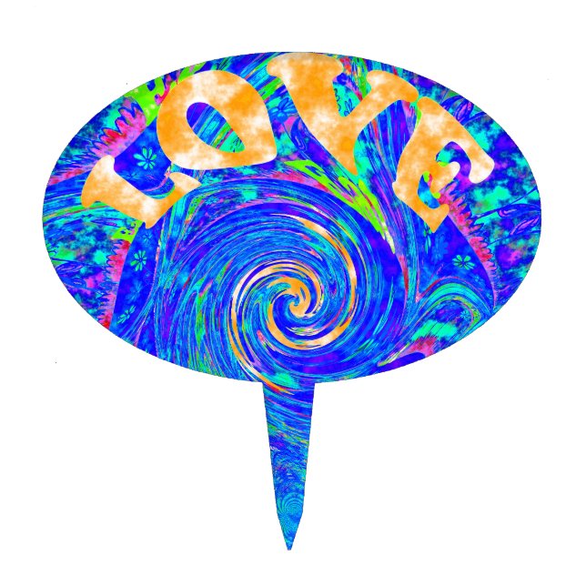 Beautiful Lovely Blue Love Print Flash  vector art Cake Topper (Front)