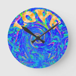 Beautiful Lovely Blue Love Print Flash vector art Round Clock