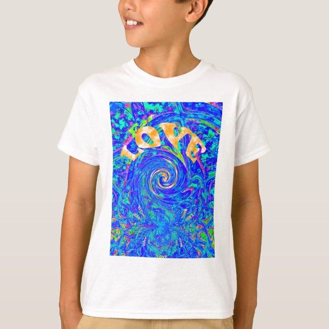Beautiful Lovely Blue Love Print Flash  vector art T-Shirt (Front)