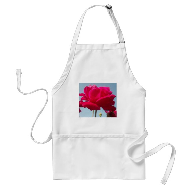 Beautiful Lovely Celestial Rose Red Against Blue  Adult Apron (Front)