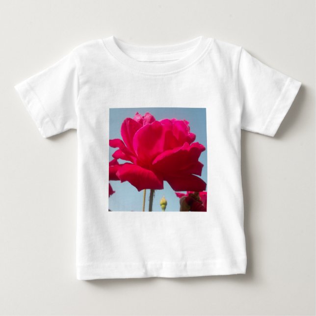 Beautiful Lovely Celestial Rose Red Against Blue  Baby T-Shirt (Front)