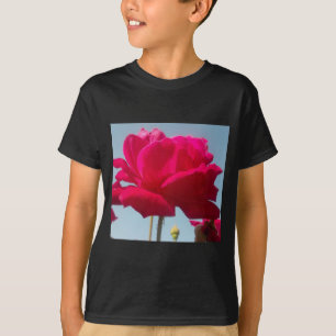 Beautiful Lovely Celestial Rose Red Against Blue T-Shirt