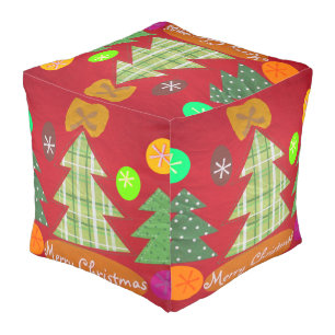 Beautiful Lovely Christmas Tree Colors Cute Pouf