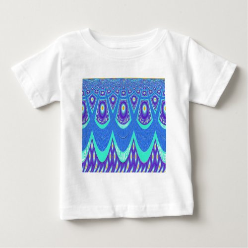 Beautiful Lovely Cyan Blue batik Print vector Art Baby T_Shirt