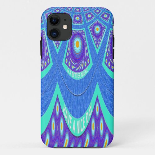 Beautiful Lovely Cyan Blue batik Print vector Art iPhone 11 Case