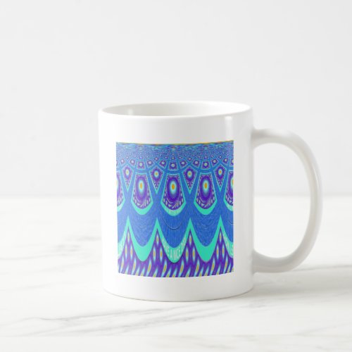 Beautiful Lovely Cyan Blue batik Print vector Art Coffee Mug