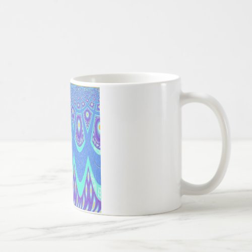 Beautiful Lovely Cyan Blue batik Print vector Art Coffee Mug