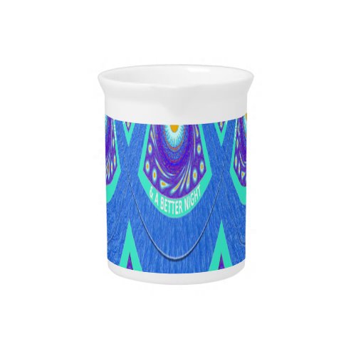 Beautiful Lovely Cyan Blue batik Print vector Art Drink Pitcher