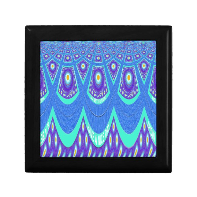 Beautiful Lovely Cyan Blue batik Print vector Art Gift Box (Front)