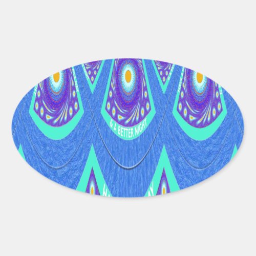 Beautiful Lovely Cyan Blue batik Print vector Art Oval Sticker